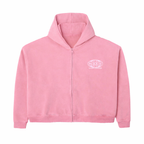Pink Washed Worldwide Zip Up Hoodie