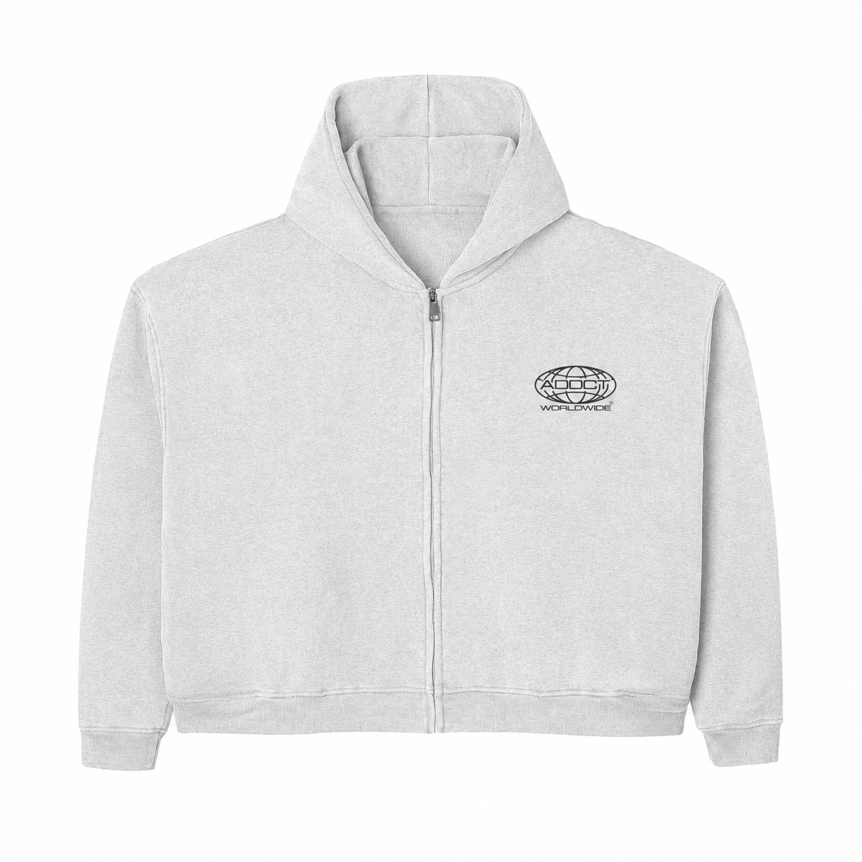 Grey Washed Worldwide Zip Up Hoodie