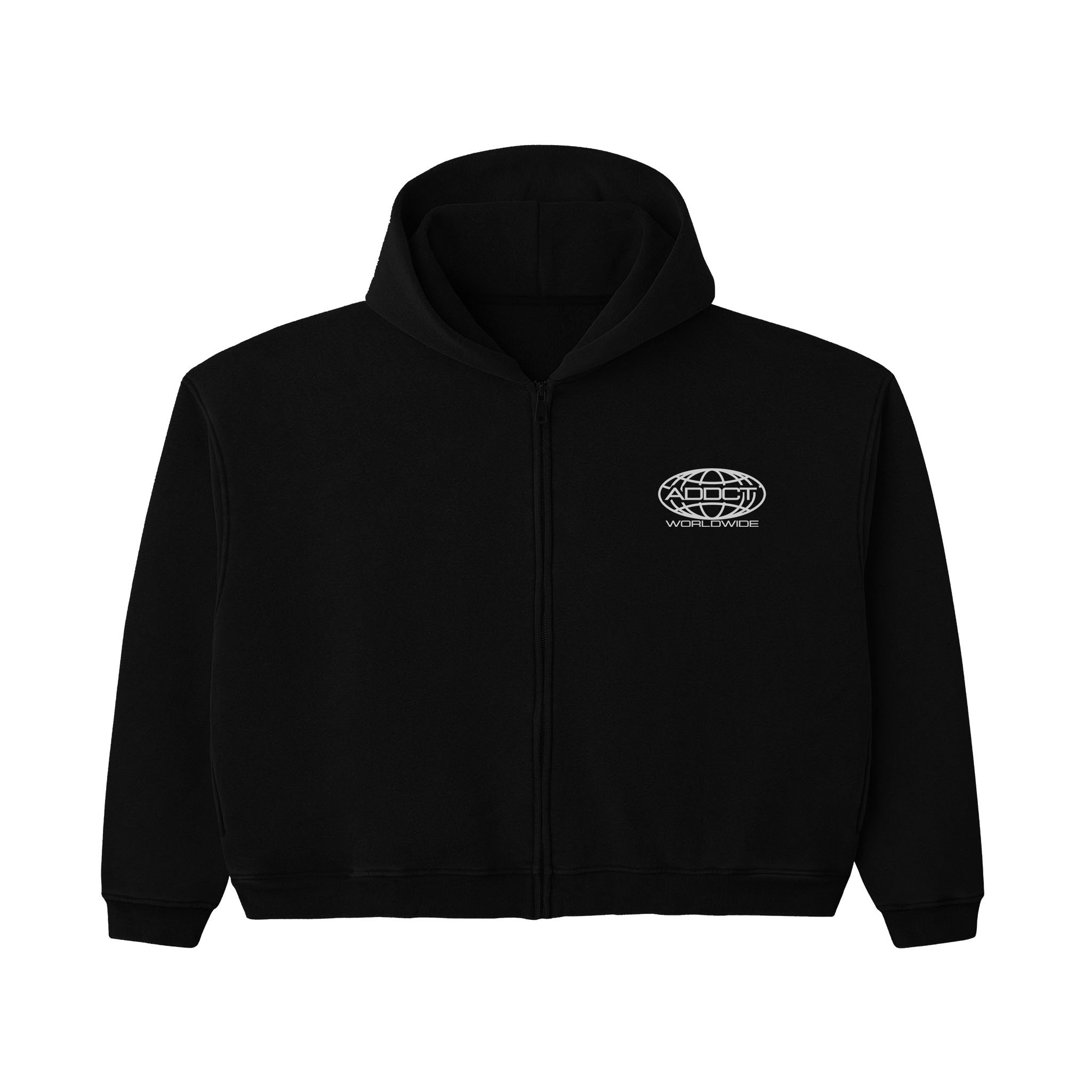 Black Worldwide Zip Up Hoodie