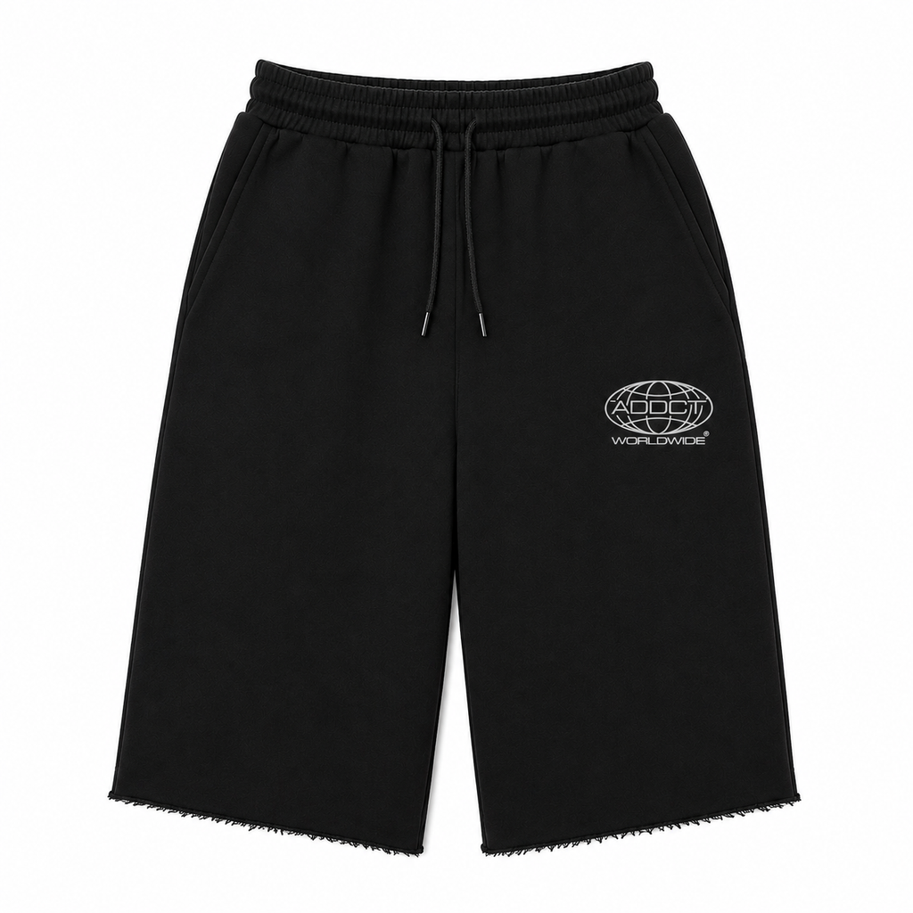 Black Worldwide Cotton Jorts