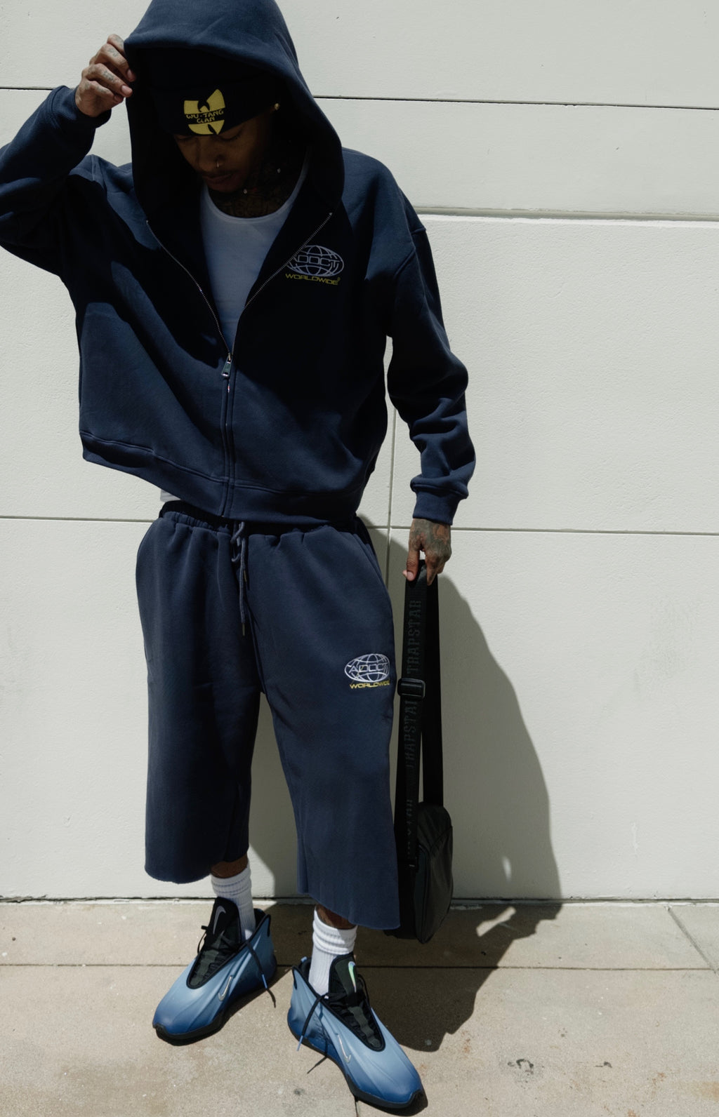 Navy Worldwide Zip Up Hoodie