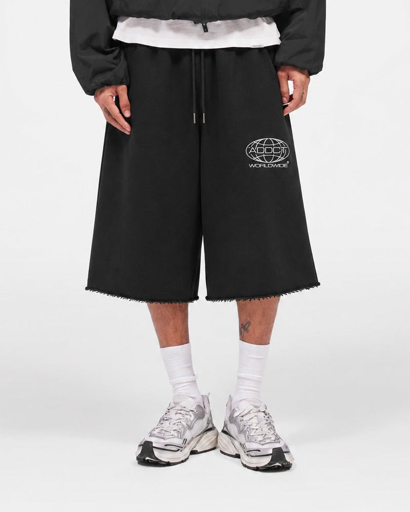 Black Worldwide Cotton Jorts