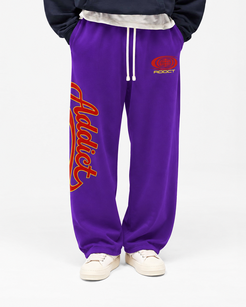 Purple "ADDICT" Worldwide Sweatpants