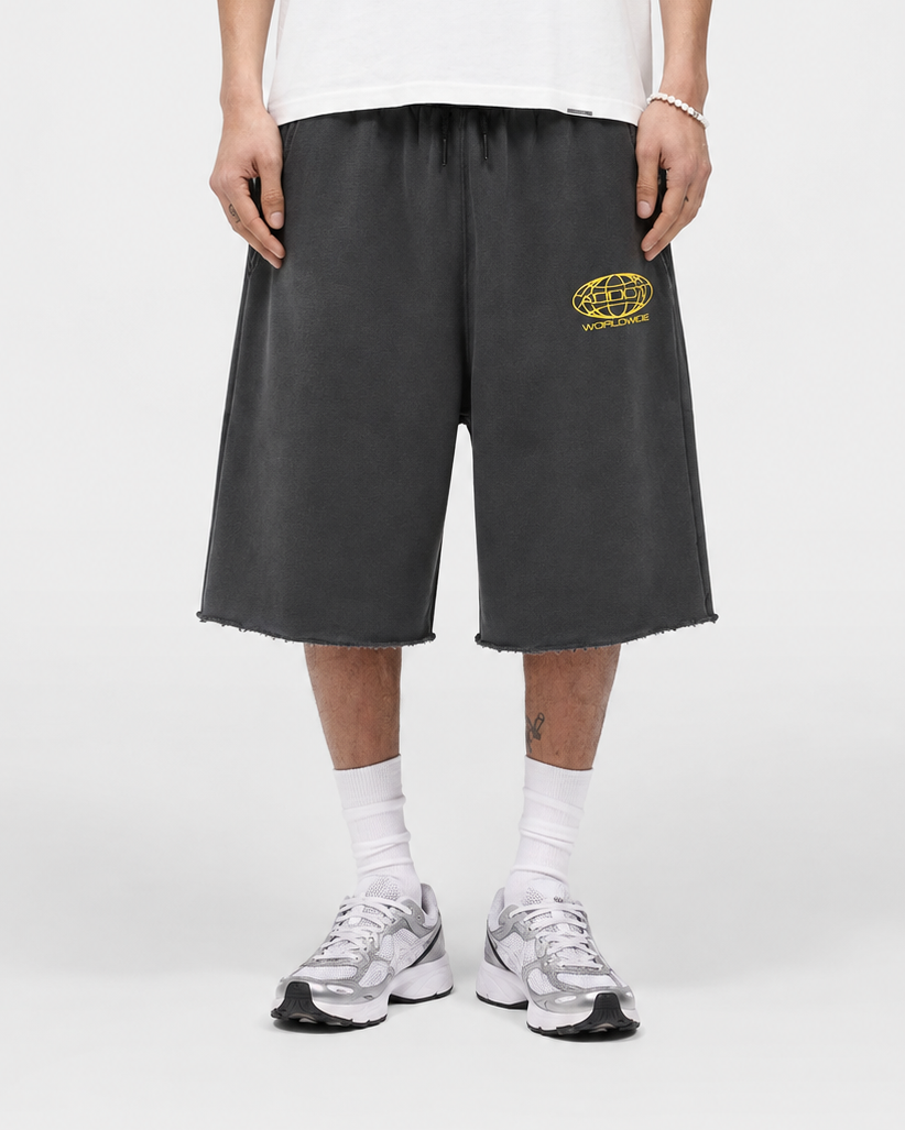 Black Washed Worldwide Cotton Jorts