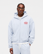 Light Blue Washed Worldwide Zip Up Hoodie