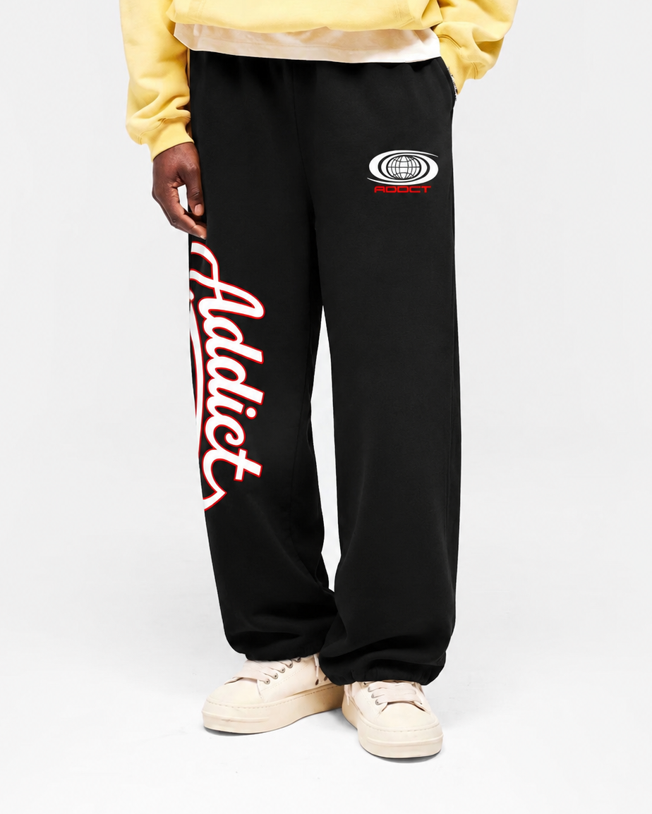 Black "ADDICT" Worldwide Sweatpants
