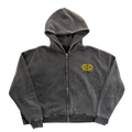 Black Washed Worldwide Zip Up Hoodie