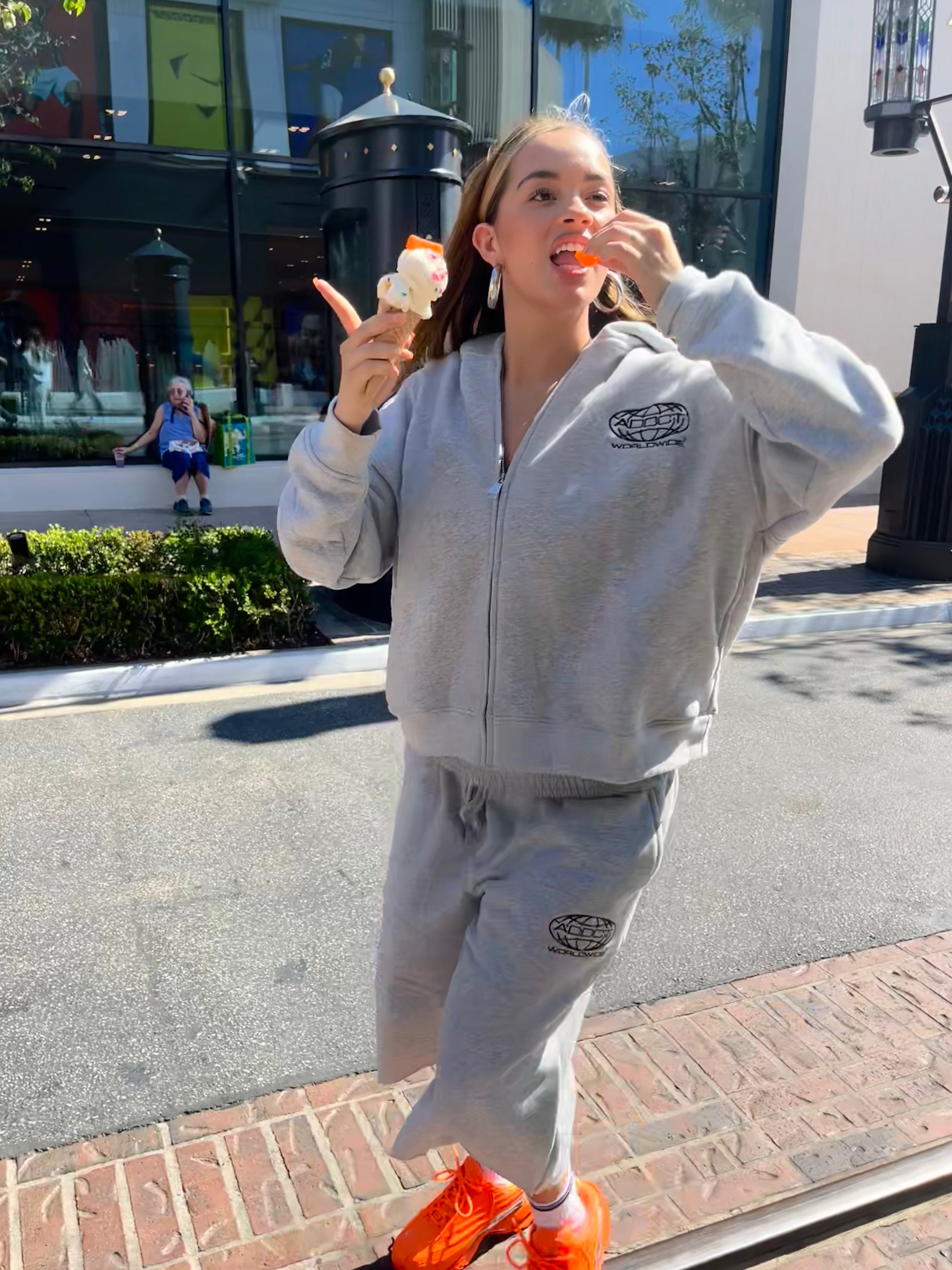 Grey Washed Worldwide Zip Up Hoodie