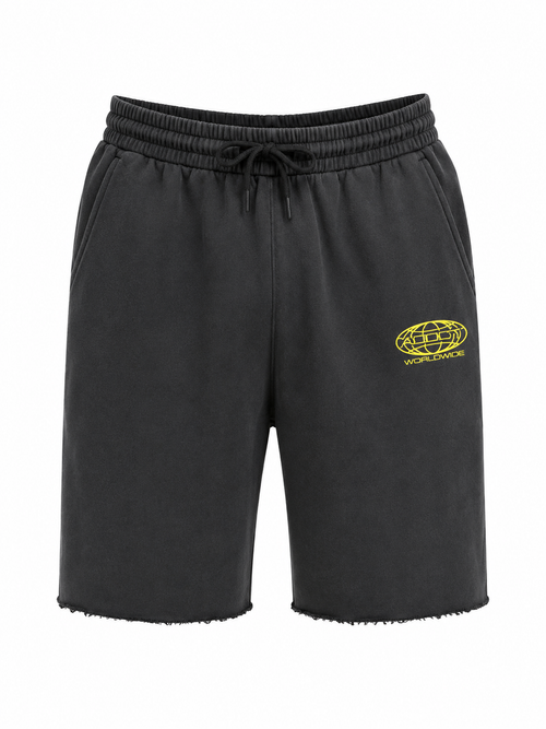 Black Washed Worldwide Cotton Jorts