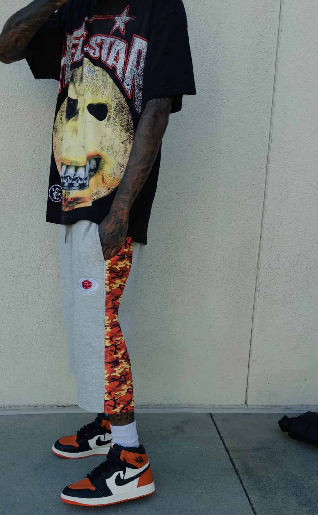 Orange Camo Addct Cotton Jorts