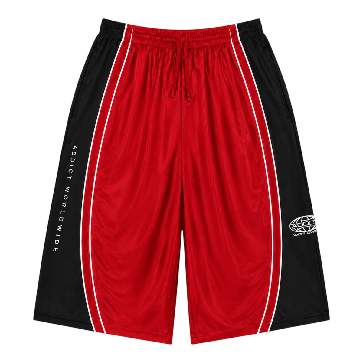 Black Red Worldwide Polyester Hoop Jorts