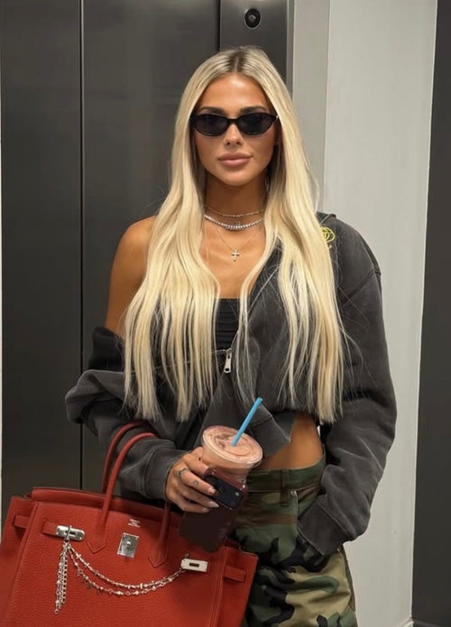 Black Washed Worldwide Zip Up Hoodie