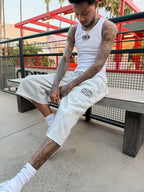 Grey Washed Worldwide Cotton Jorts