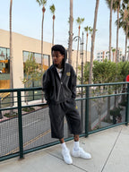Black Washed Worldwide Cotton Jorts