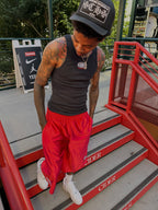 Red Patch Worldwide Polyester Jorts