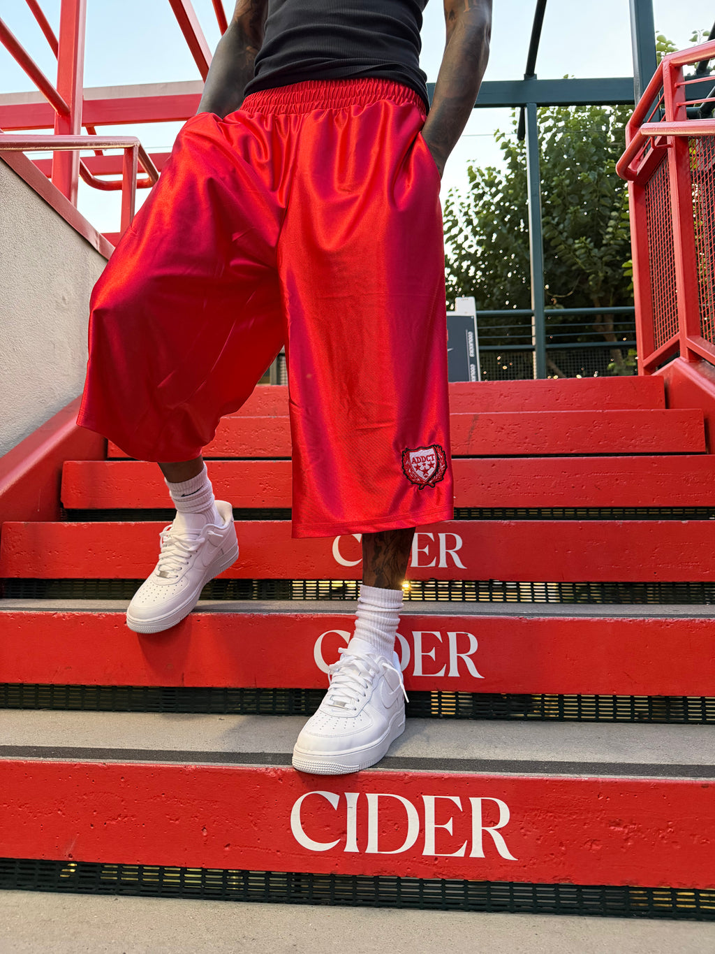Red Patch Worldwide Polyester Jorts