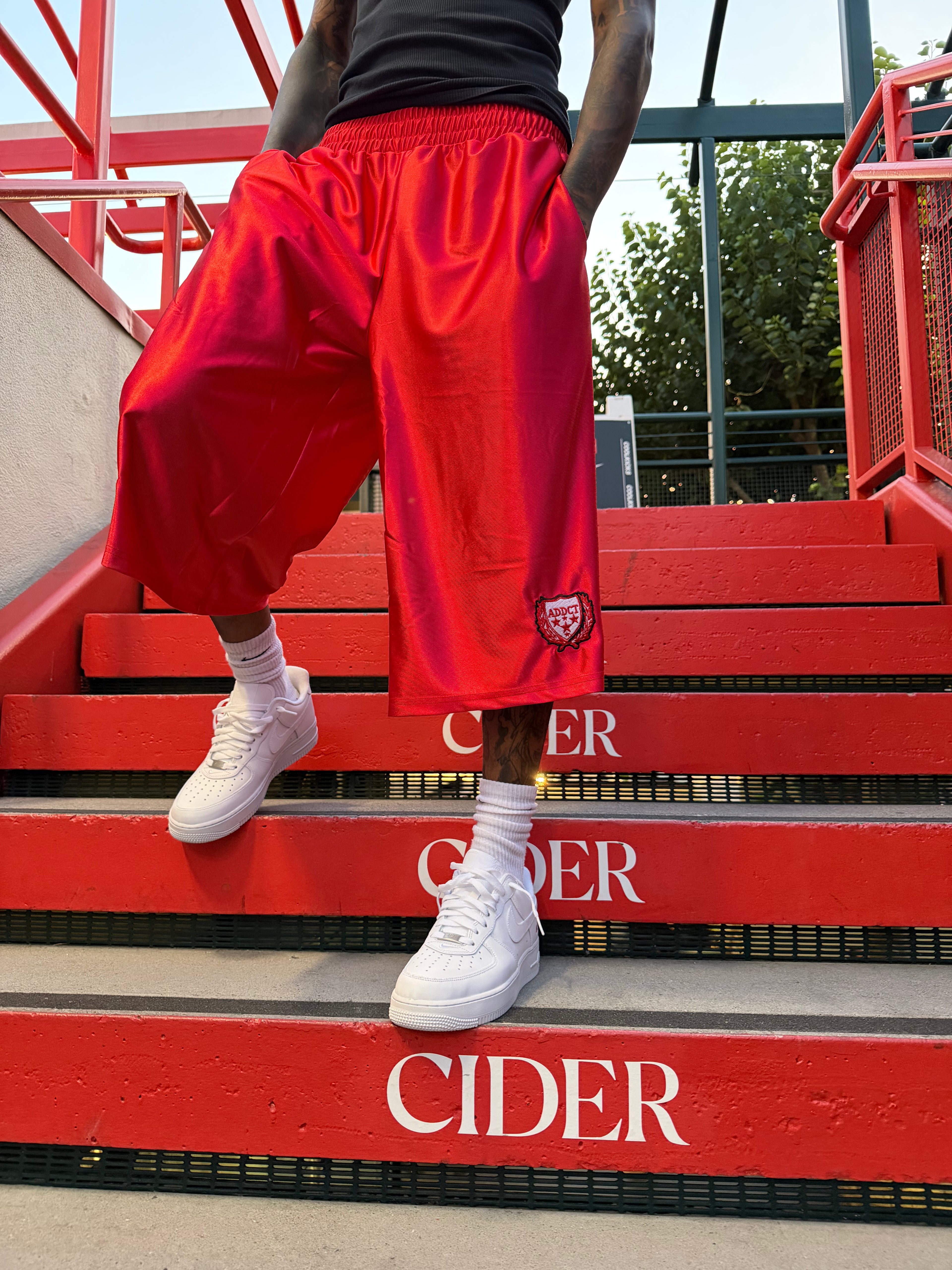 Red Patch Worldwide Polyester Jorts