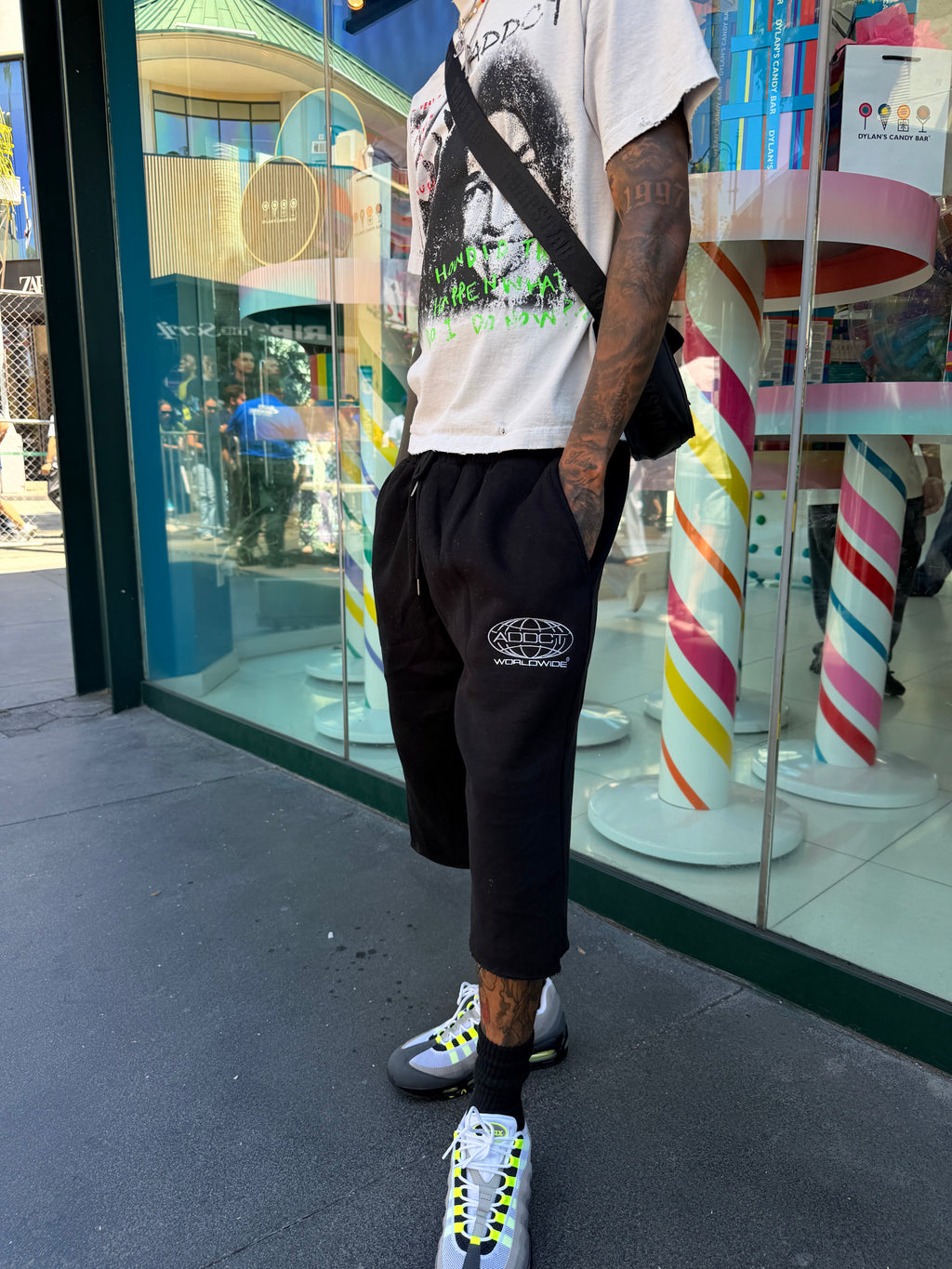 Black Worldwide Cotton Jorts
