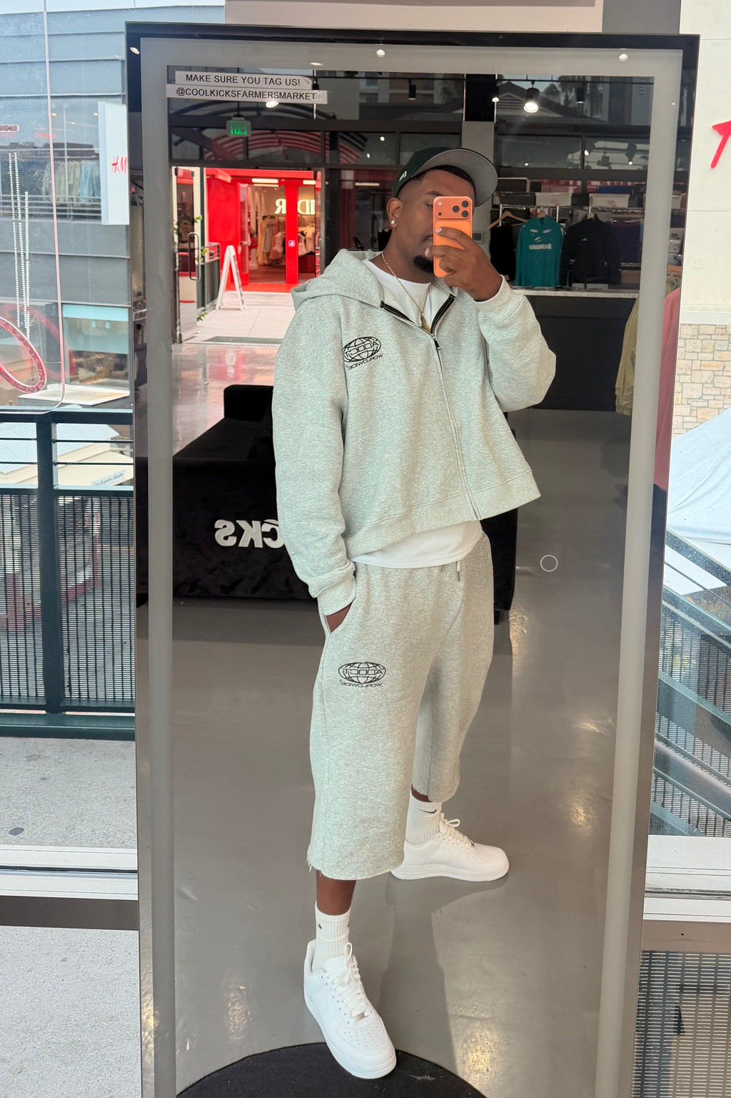 Grey Washed Worldwide Zip Up Hoodie