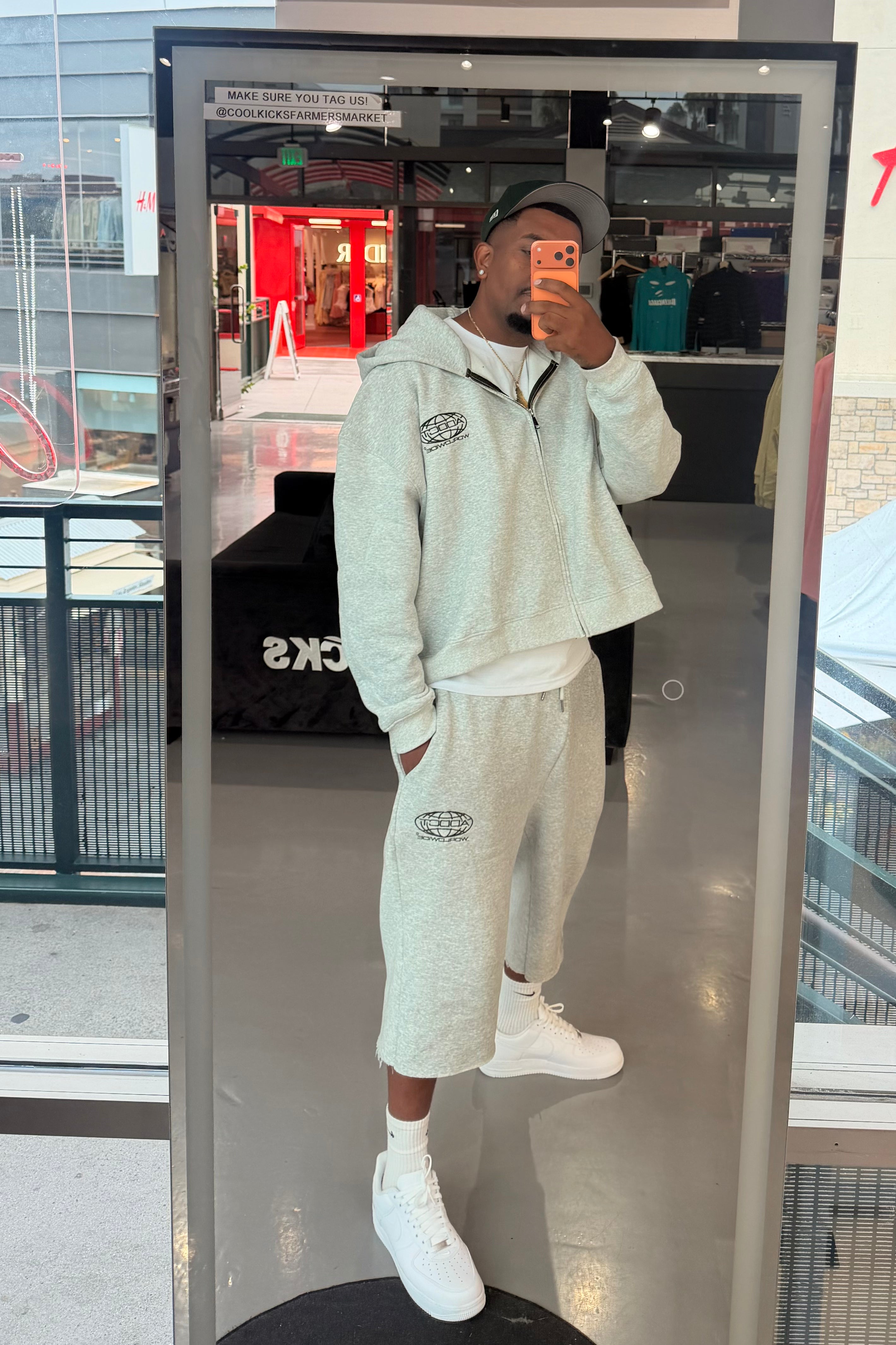 Grey Washed Worldwide Zip Up Hoodie