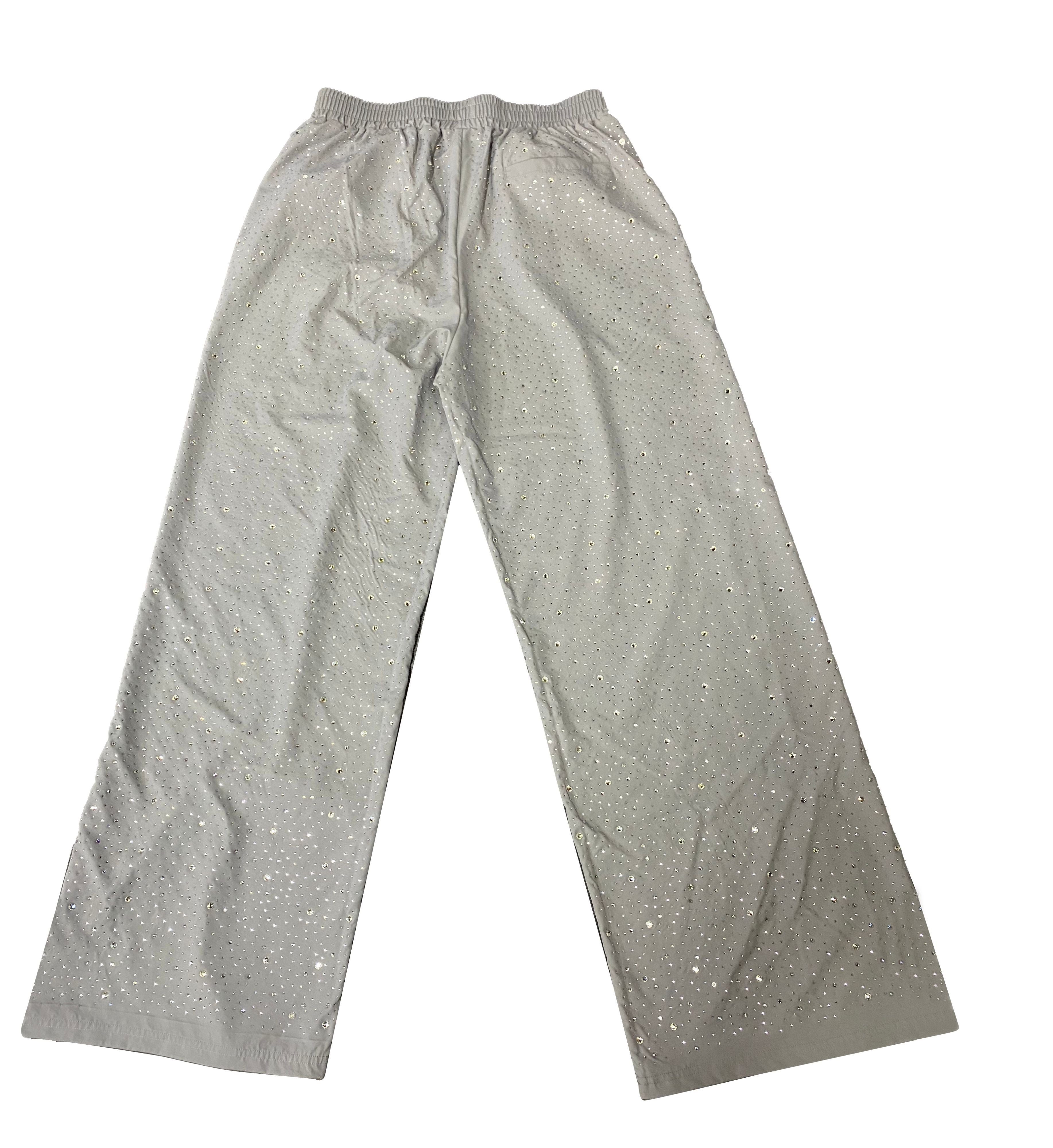 Grey Rhinestone Worldwide Sweatpants