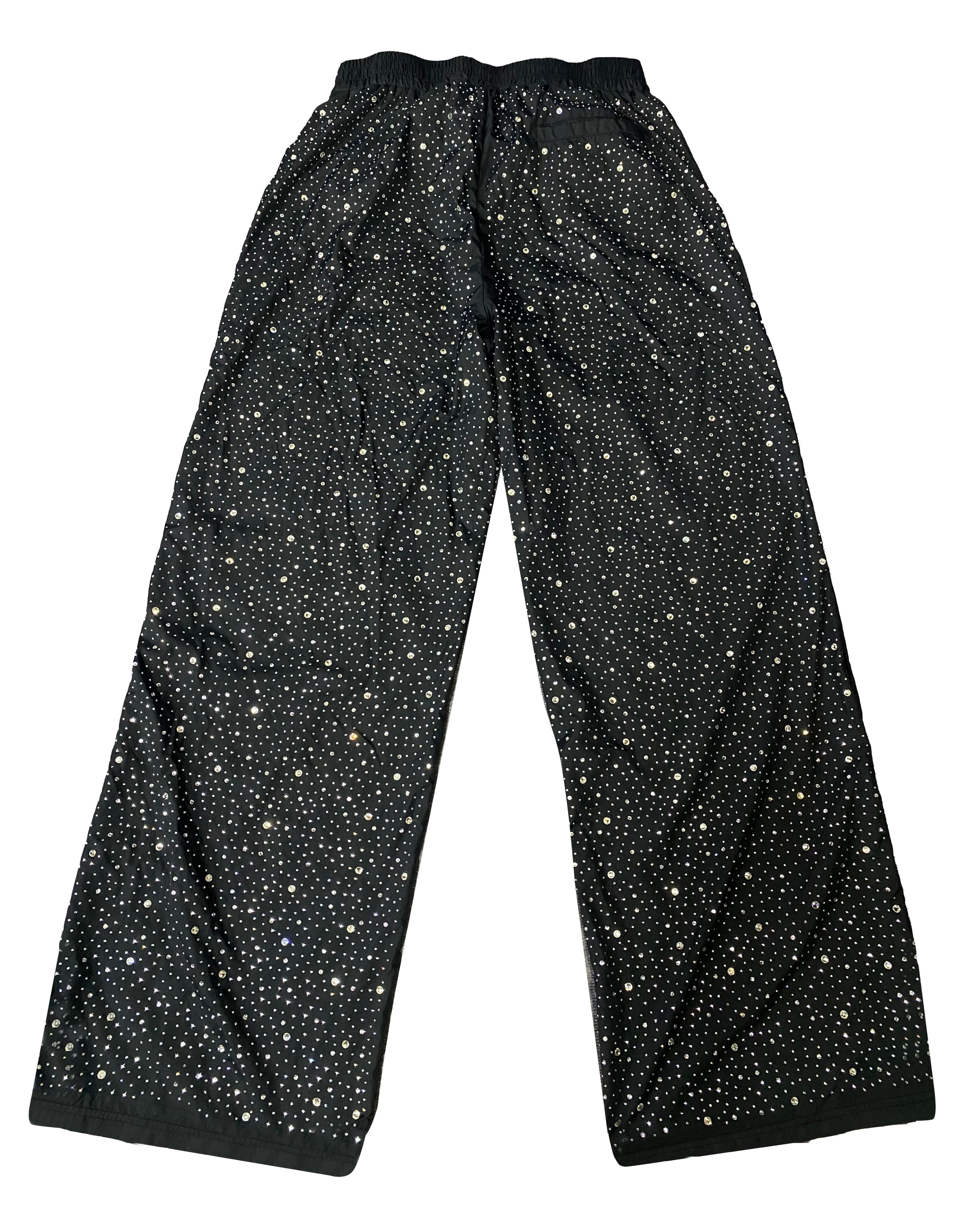 Black Rhinestone Worldwide Sweatpants