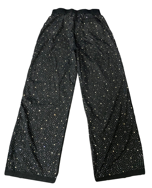 Black Rhinestone Worldwide Sweatpants
