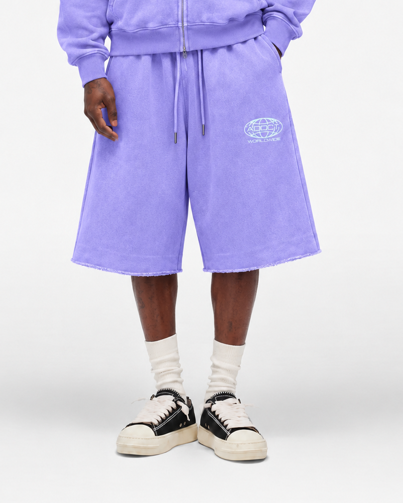 Purple Washed Worldwide Cotton Jorts
