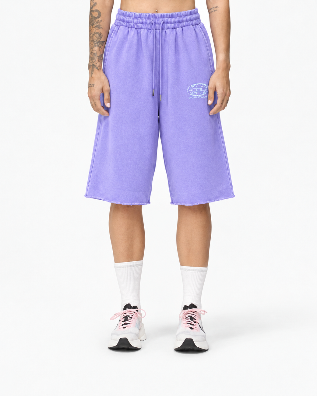 Purple Washed Worldwide Cotton Jorts