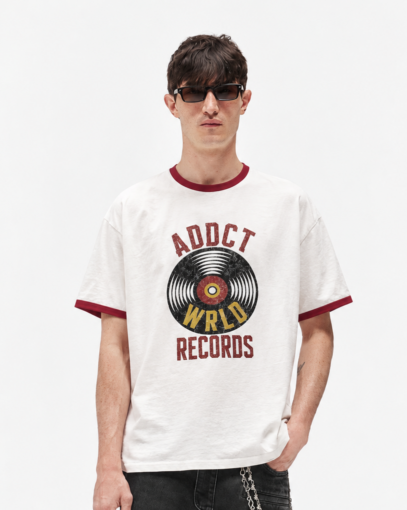 Addct Wrld Records Poly Tee