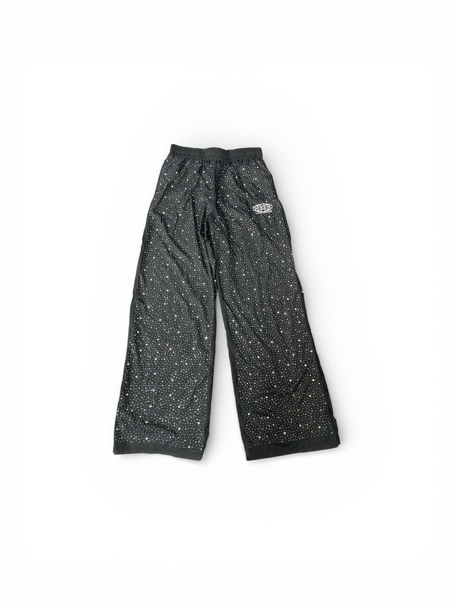 Black Rhinestone Worldwide Sweatpants