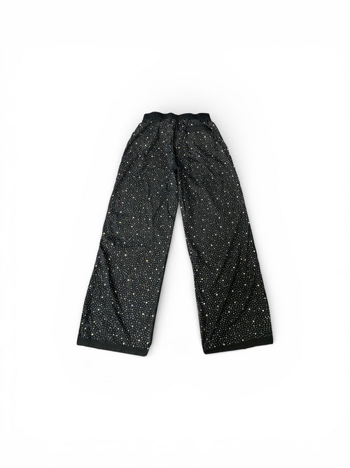 Black Rhinestone Worldwide Sweatpants