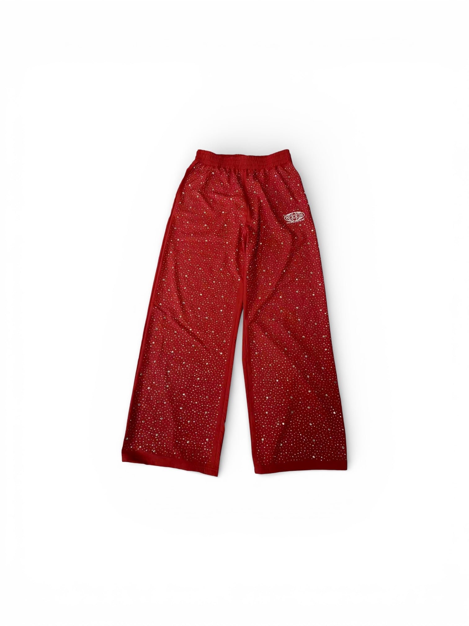 Red Rhinestone Worldwide Sweatpants