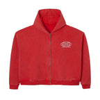 Red Washed Worldwide Zip Up Hoodie