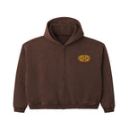 Brown Washed Worldwide Zip Up Hoodie