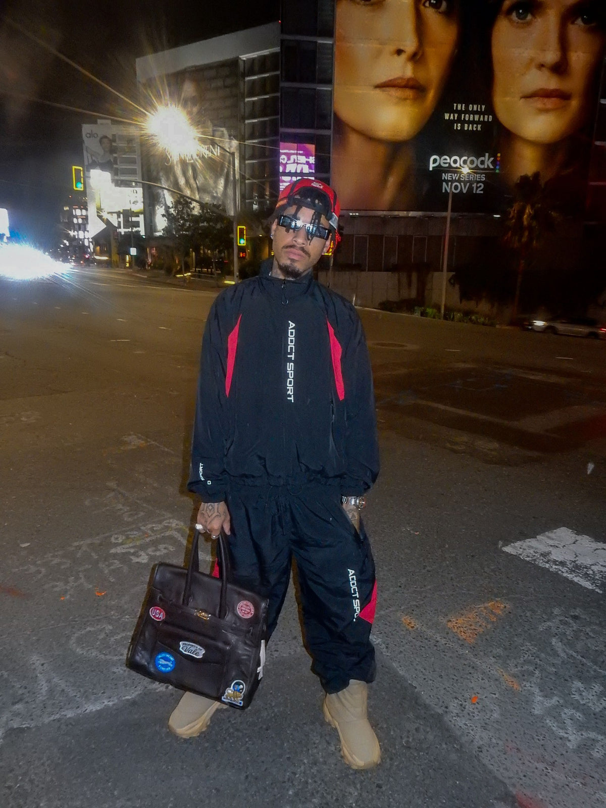Addct Sports Black Red Track Pants