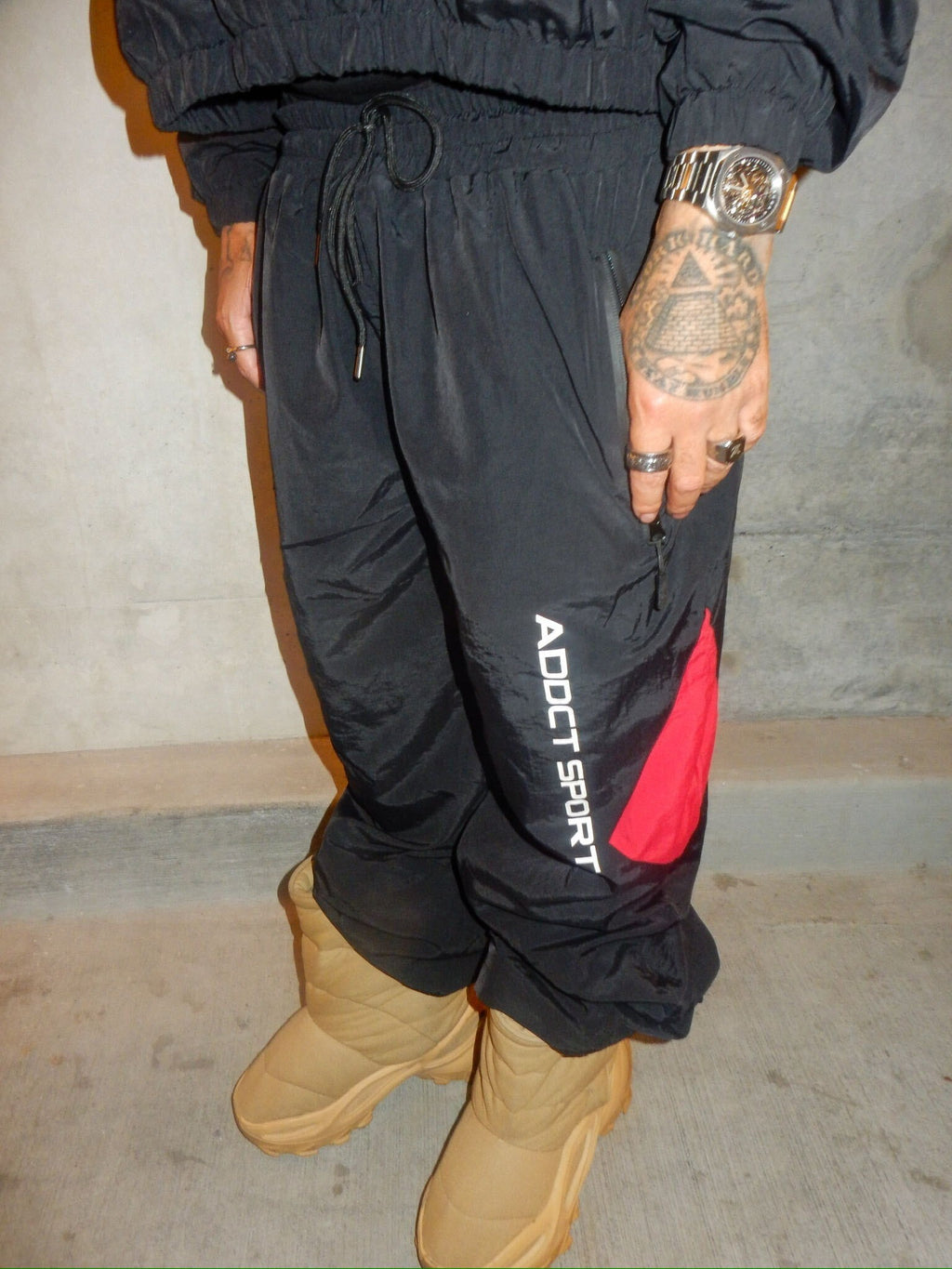 Addct Sports Black Red Track Pants