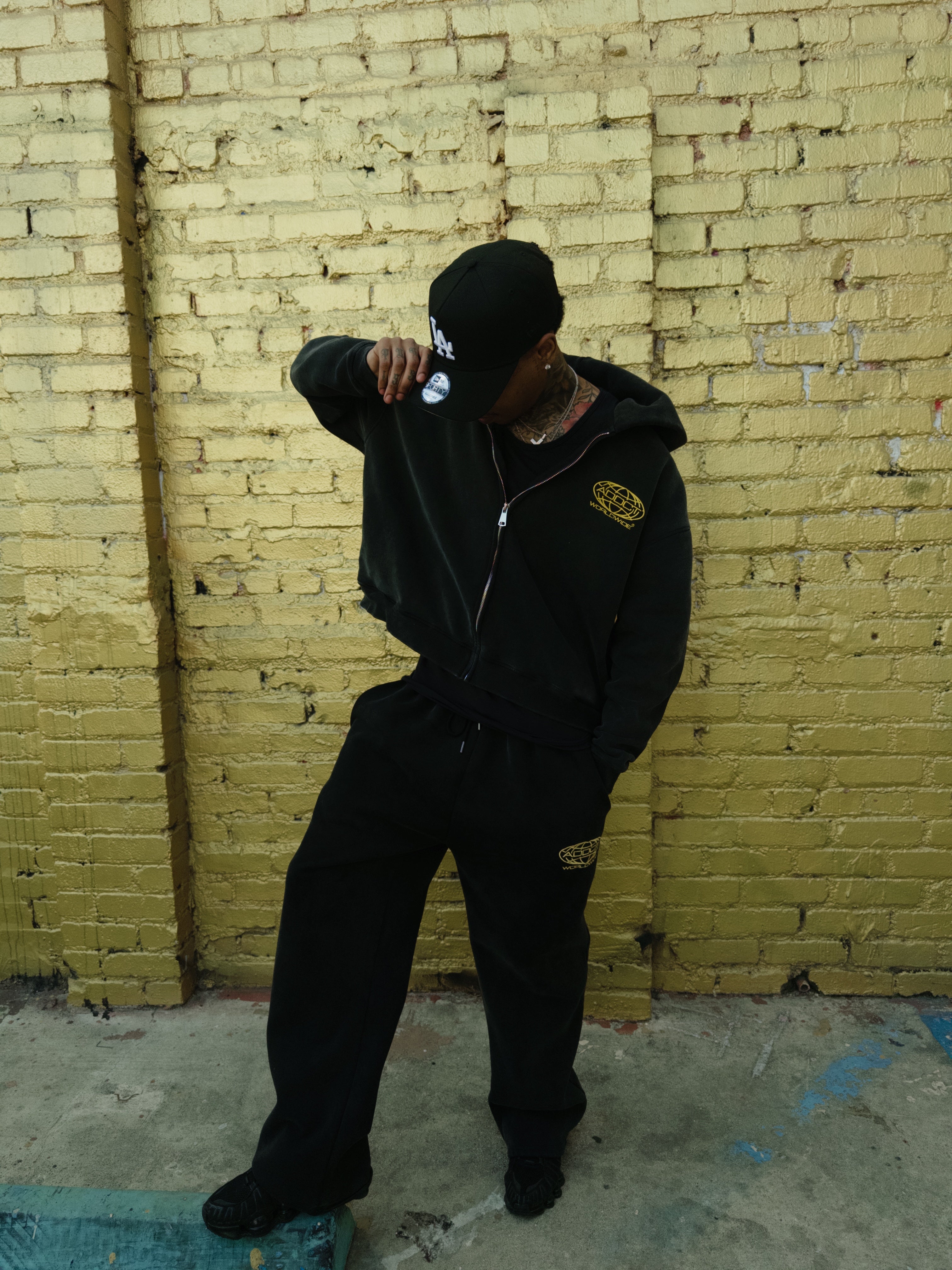 Black Washed Worldwide Sweatpants