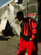 Red Washed Worldwide Zip Up Hoodie
