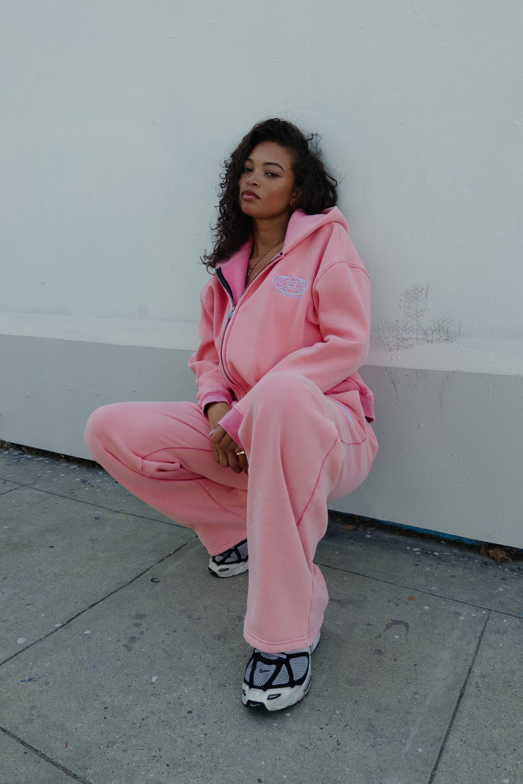 Pink Washed Worldwide Zip Up Hoodie